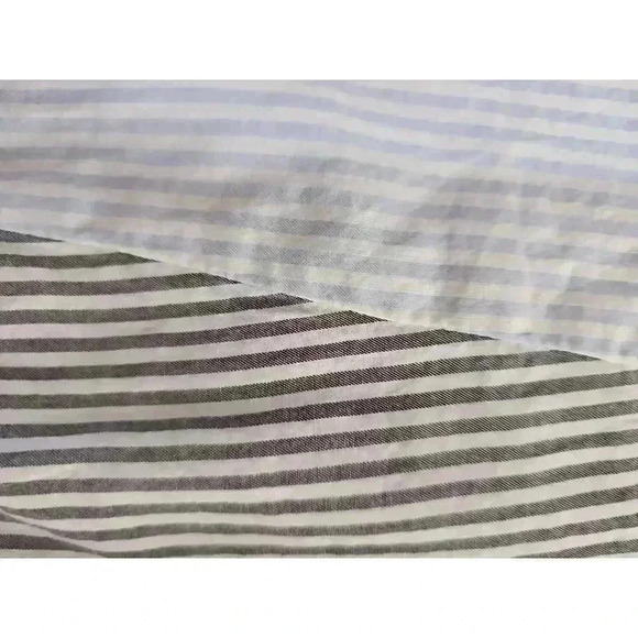 Old Navy Womens Gray White Light Blue Striped Long Sleeve Button Down Shirt - Picture 6 of 7